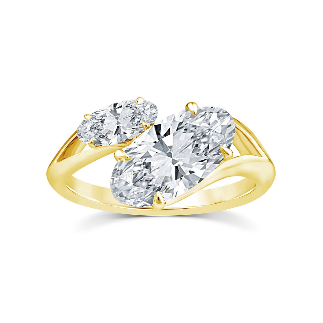 2.37ct Elongated Oval Lab Grown Diamond Ring in 18K Yellow Gold