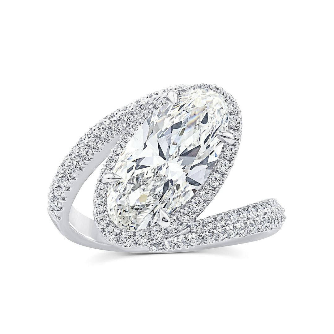 3.70ct Elongated Oval Lab Grown Diamond Ring in Platinum