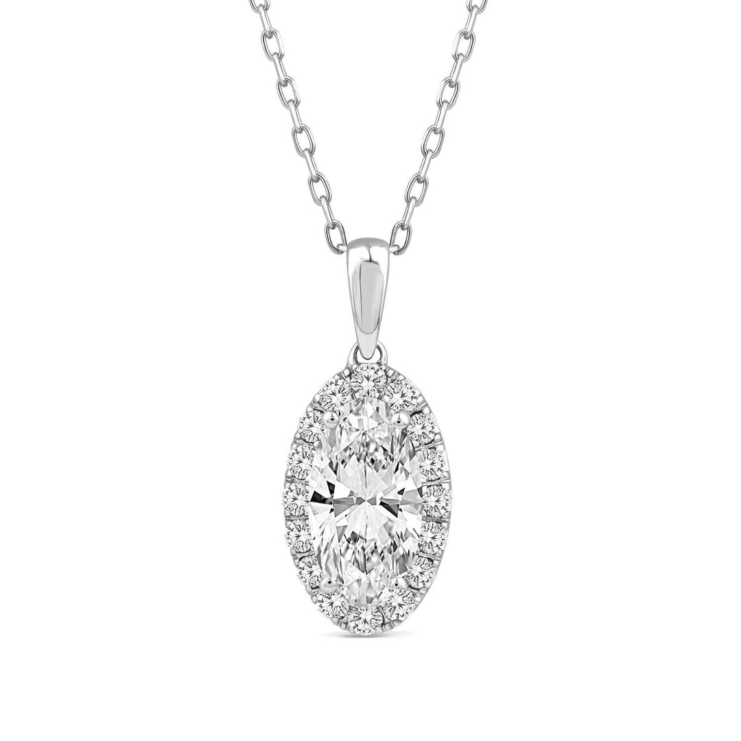 1.23ct Elongated Oval Lab Grown Diamond Necklace in 18K White Gold