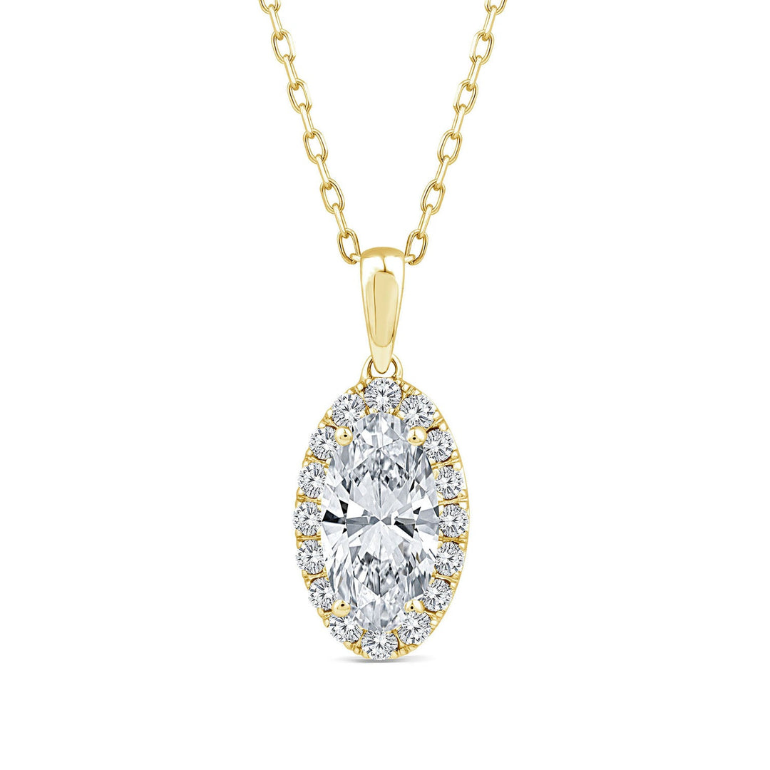 1.23ct Elongated Oval Lab Grown Diamond Necklace in 18K Yellow Gold