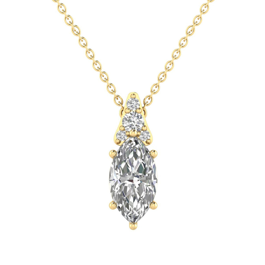 1.05ct Marquise Lab Grown Diamond Necklace in 9K Yellow Gold