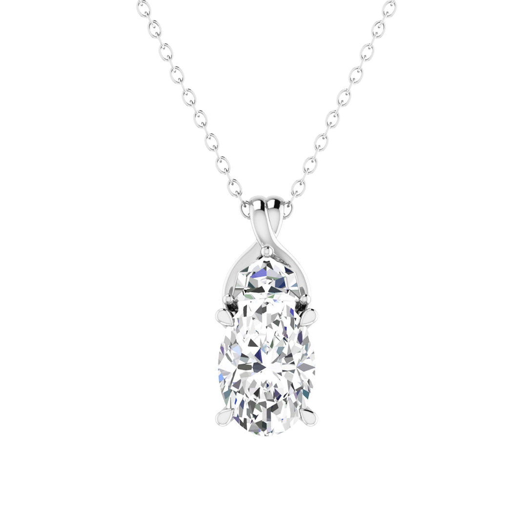 1.68ct Oval Lab Grown Diamond Necklace in 9K White Gold