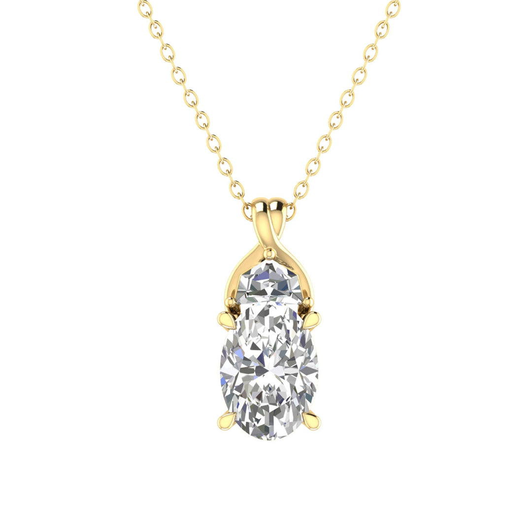 1.68ct Oval Lab Grown Diamond Necklace in 9K Yellow Gold
