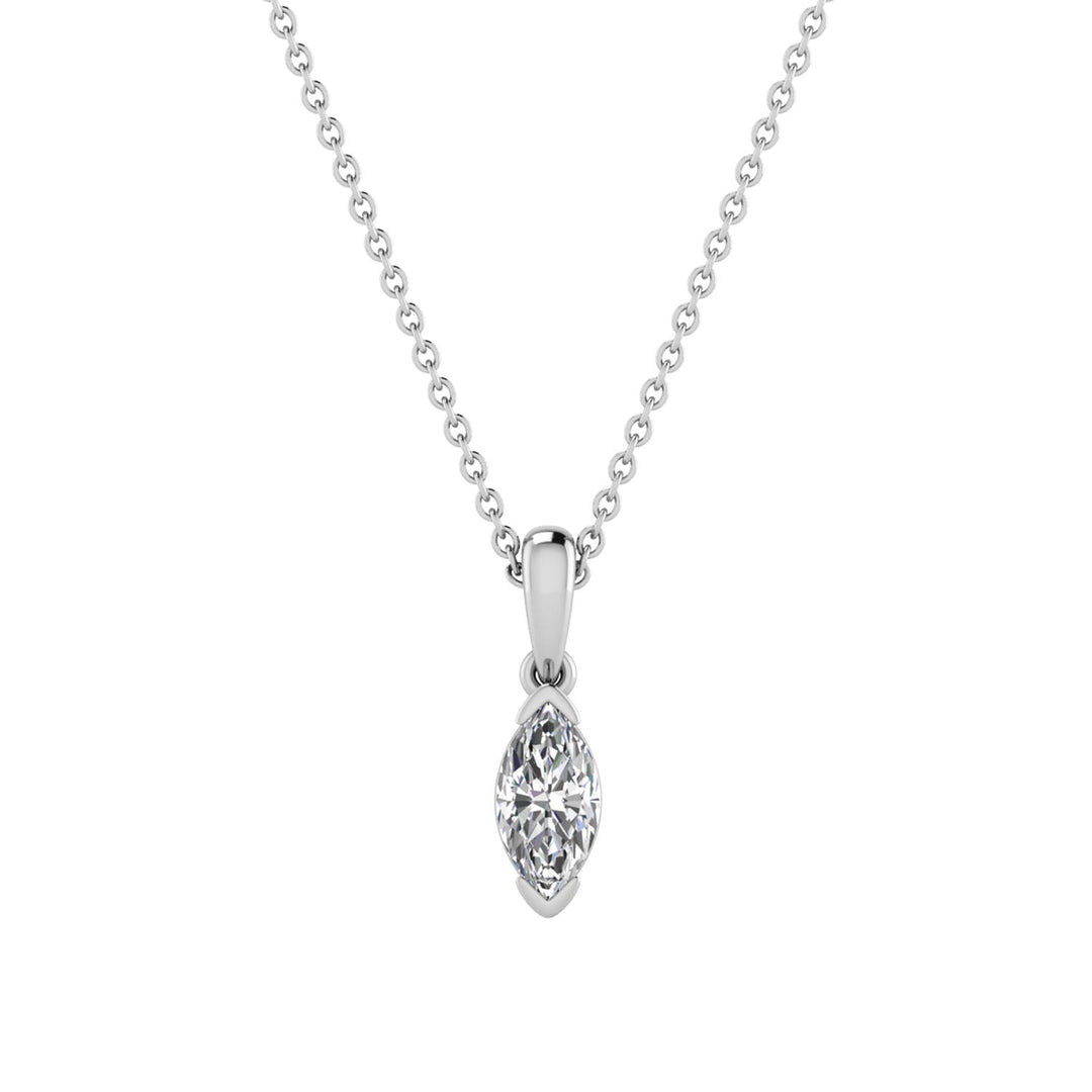 0.50ct Marquise Lab Grown Diamond Necklace in 9K White Gold