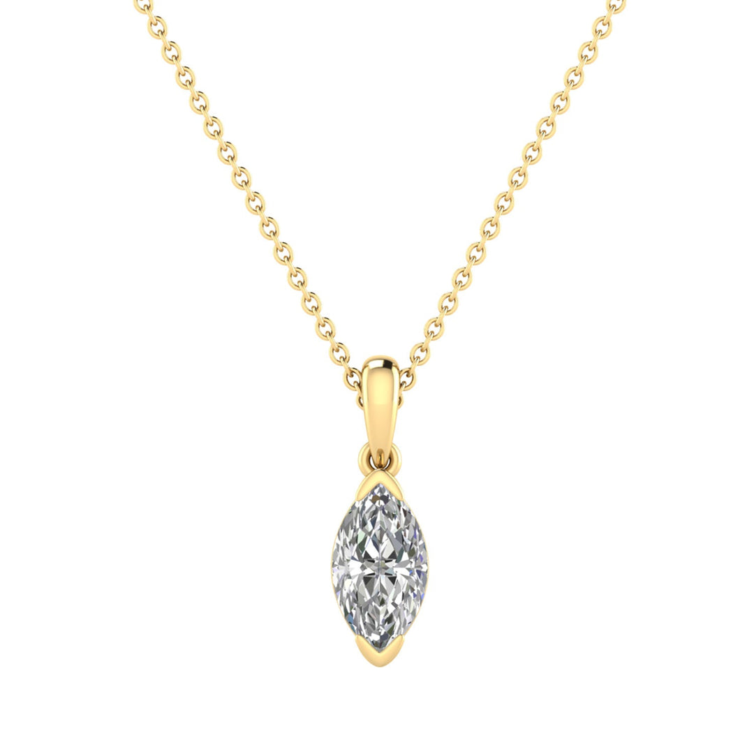 1.00ct Marquise Lab Grown Diamond Necklace in 9K Yellow Gold