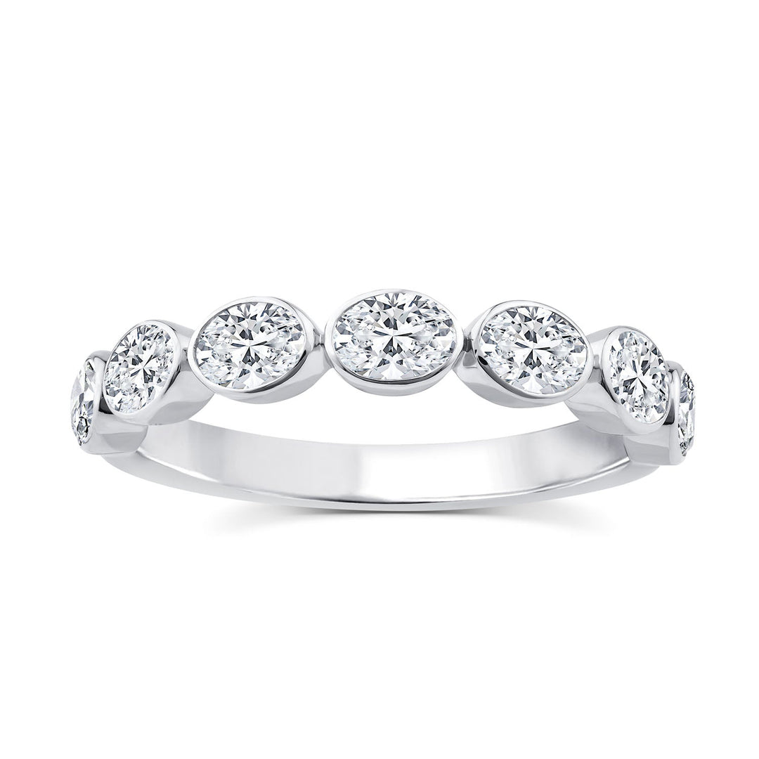 1.00ct Oval Lab Grown Diamond Anniversary Band in 9K White Gold