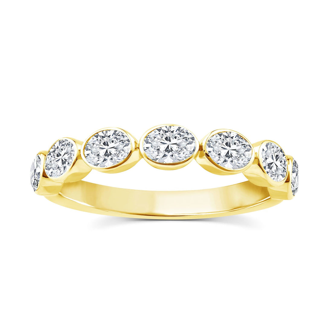 1.00ct Oval Lab Grown Diamond Anniversary Band in 9K Yellow Gold