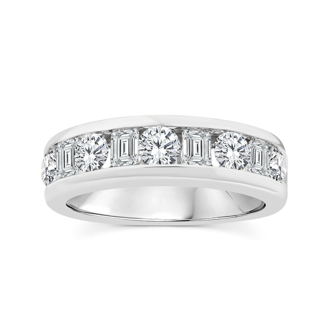 1.50ct Emerald & Round Lab Grown Diamond Ring in 9K White Gold
