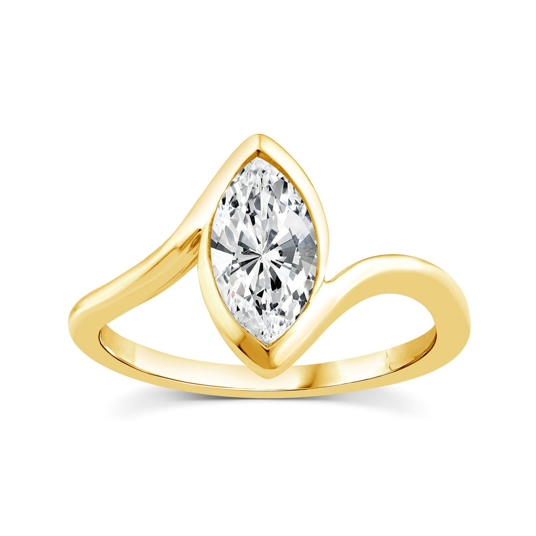 1.00ct Marquise Lab Grown Diamond Accent Ring in 9K Yellow Gold
