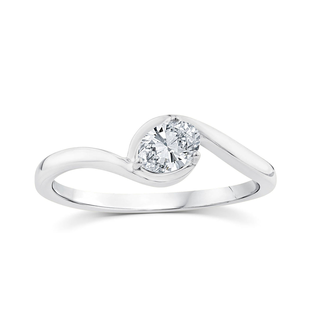 0.33ct Oval Lab Grown Diamond Offset Ring in 9K White Gold