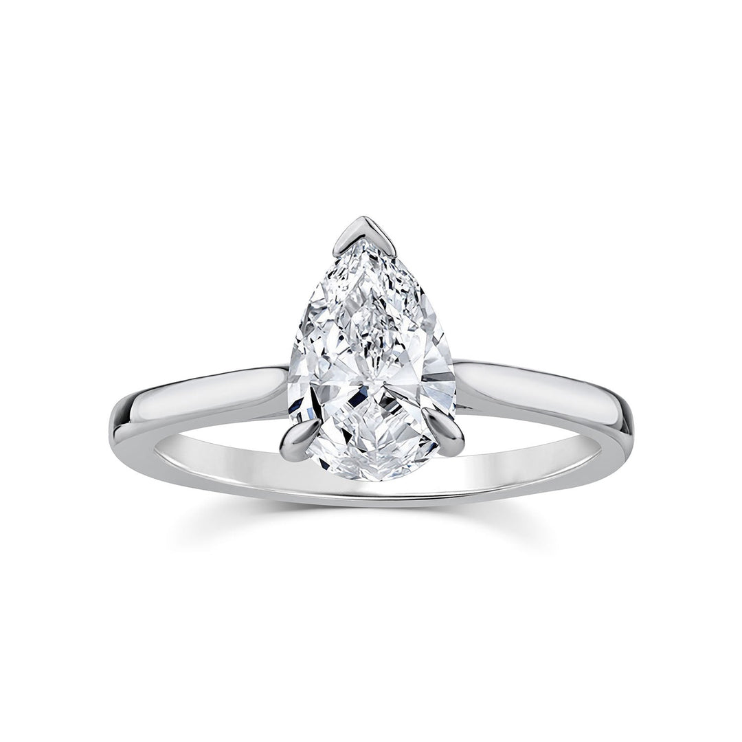 1.50ct Pear Lab Grown Diamond 3 Claw Ring in 9K White Gold