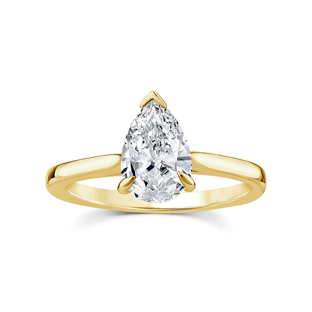 1.50ct Pear Lab Grown Diamond 3 Claw Ring in 9K Yellow Gold