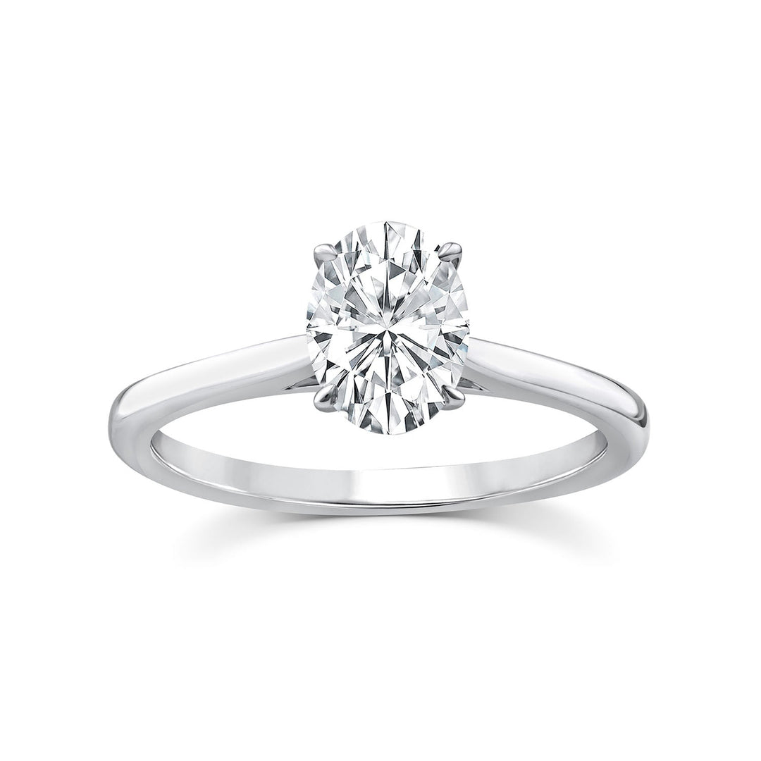 1.50ct Oval Lab Grown Diamond 4 Claw Ring in 9K White Gold