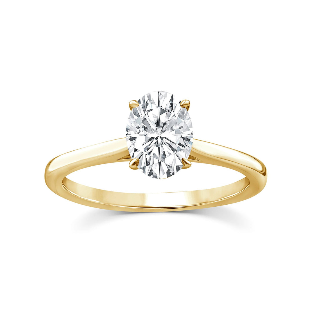 1.50ct Oval Lab Grown Diamond 4 Claw Ring in 9K Yellow Gold