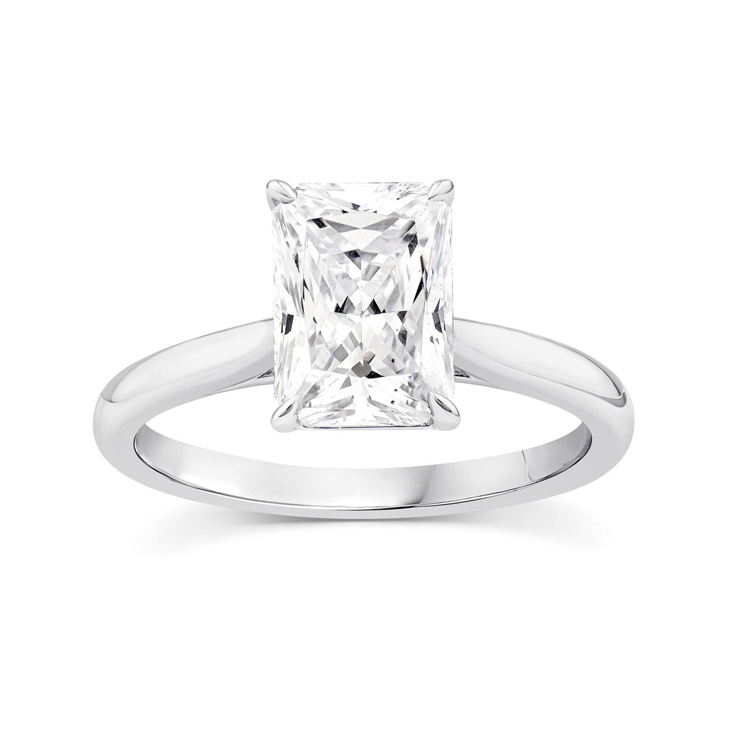 1.50ct Radiant Lab Grown Diamond 4 Claw Ring in 9K White Gold