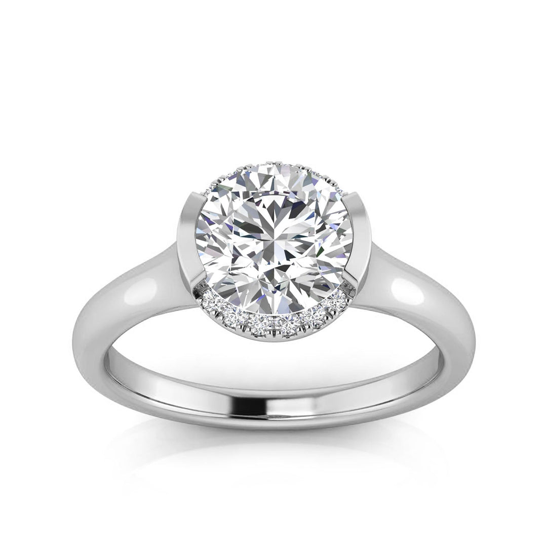1.55ct Round Lab Grown Diamond Semi Halo Ring in 9K White Gold