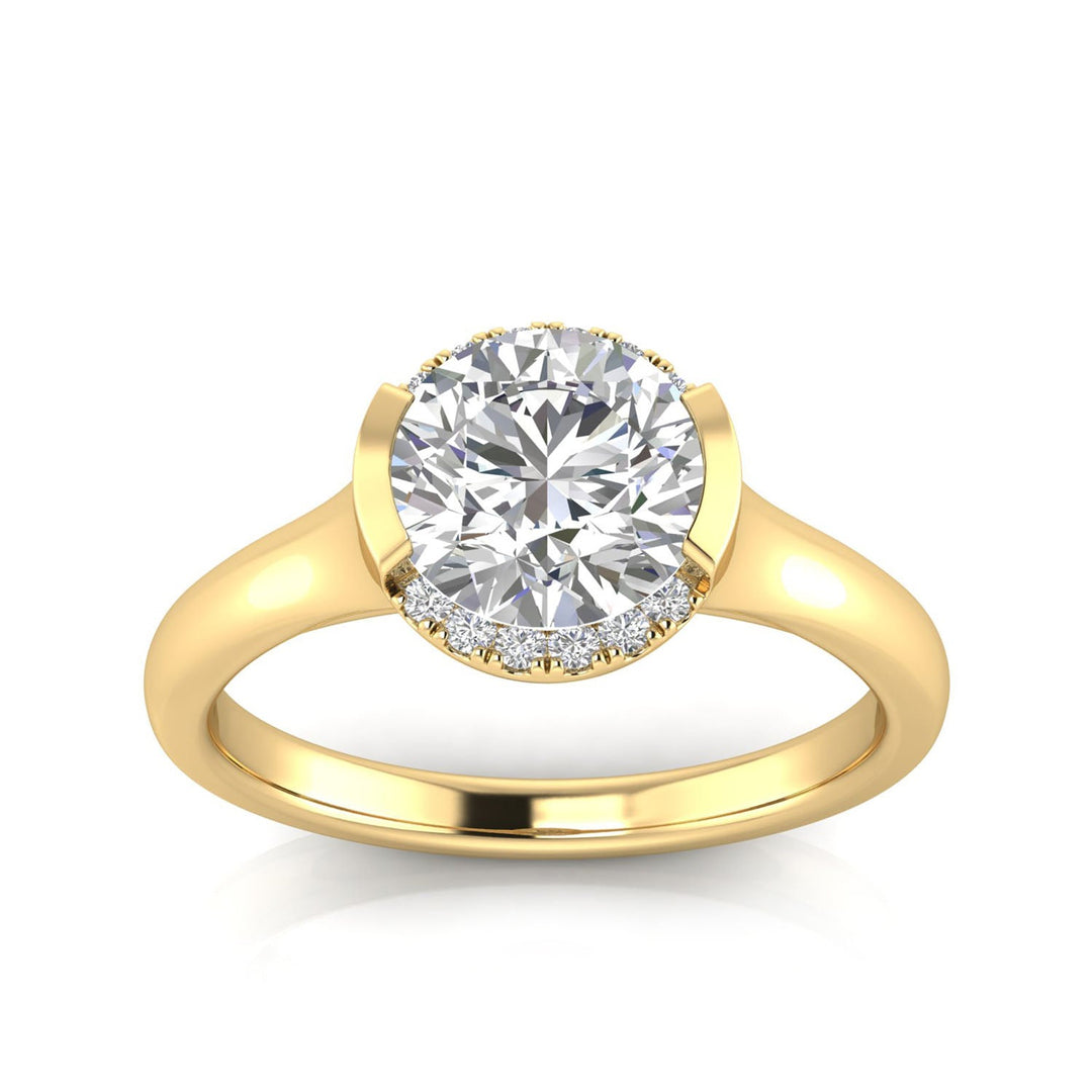 1.55ct Round Lab Grown Diamond Semi Halo Ring in 9K Yellow Gold