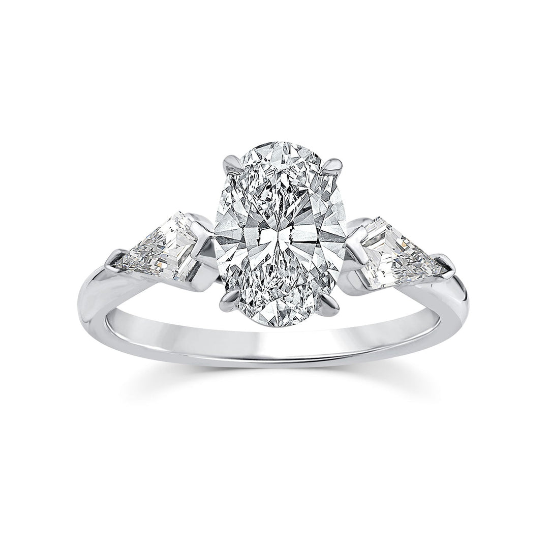 1.95ct Oval Lab Grown Diamond Stone Ring in 9K White Gold
