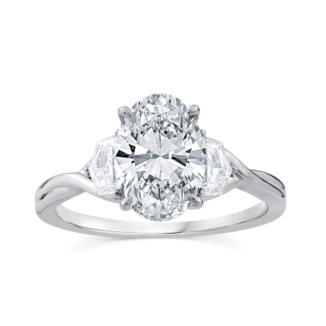 2.45ct Oval Lab Grown Diamond Twist Ring in 9K White Gold