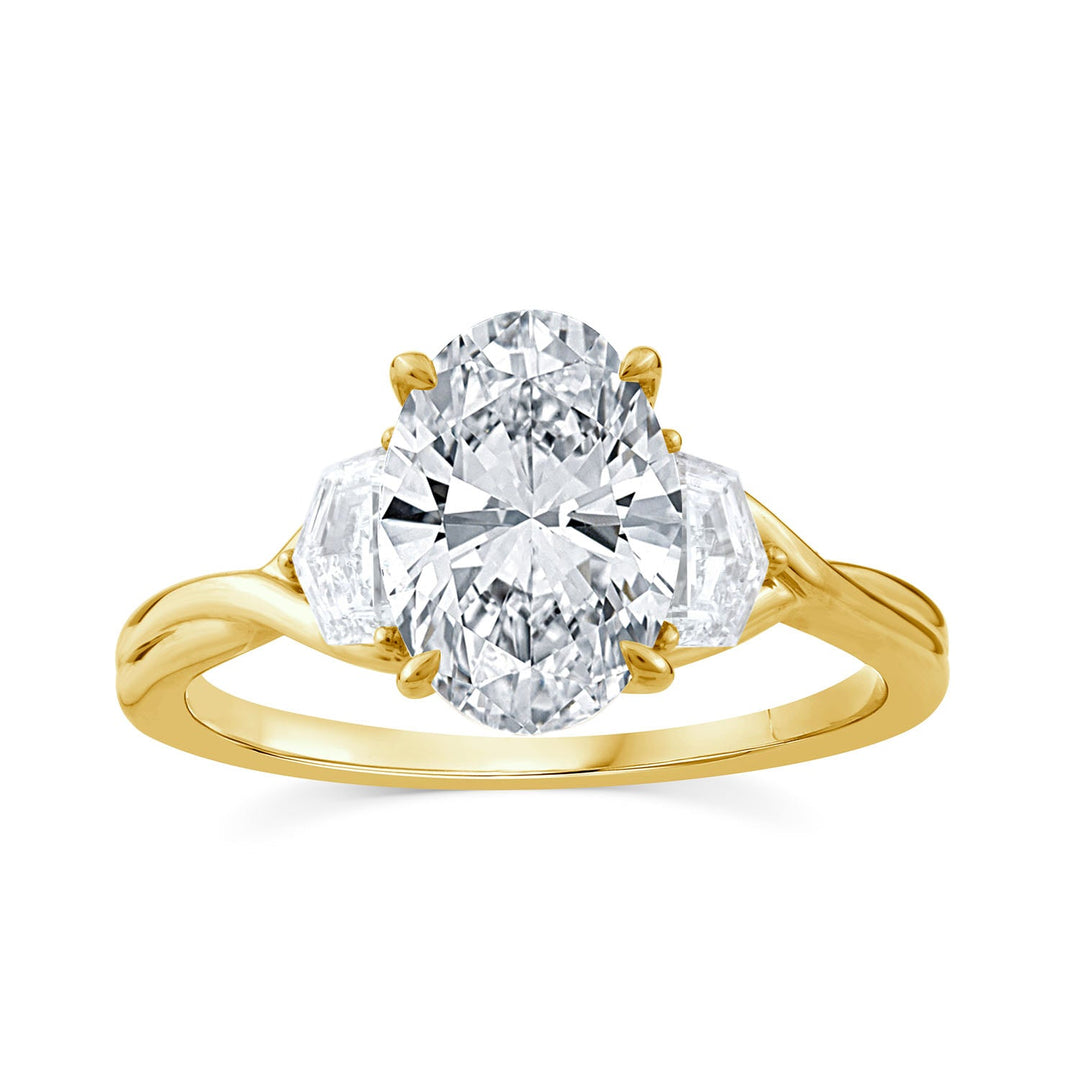 2.45ct Oval Lab Grown Diamond Twist Ring in 9K Yellow Gold