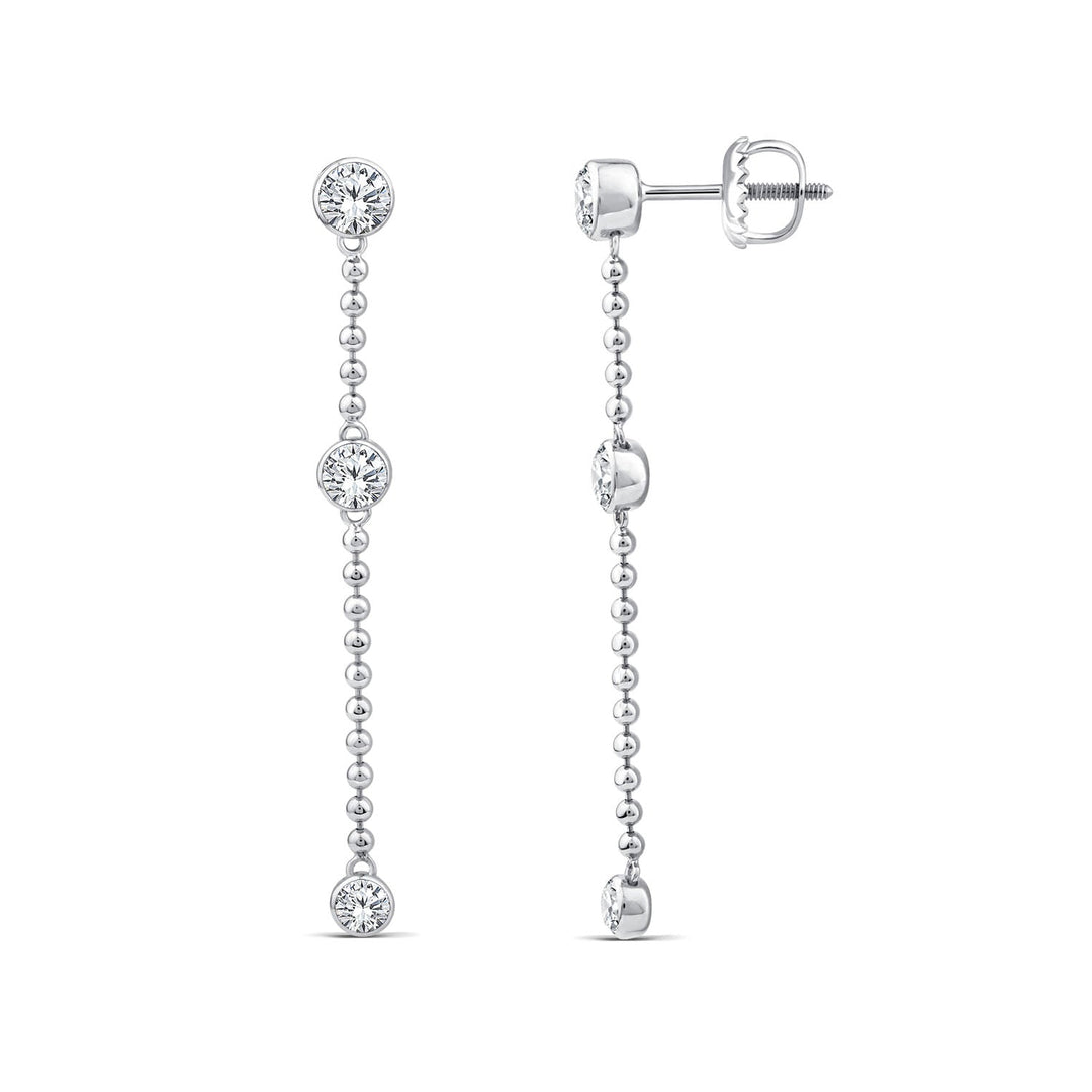 1.00ct Lab Grown Diamond Station Drop Earrings in 9K White Gold