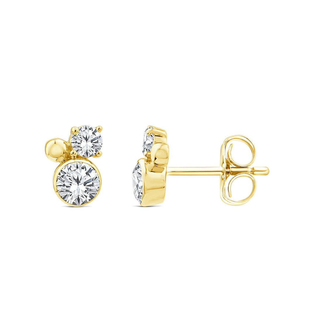 1.00ct Lab Grown Diamond Trio Stud Earrings in 9K Yellow Gold