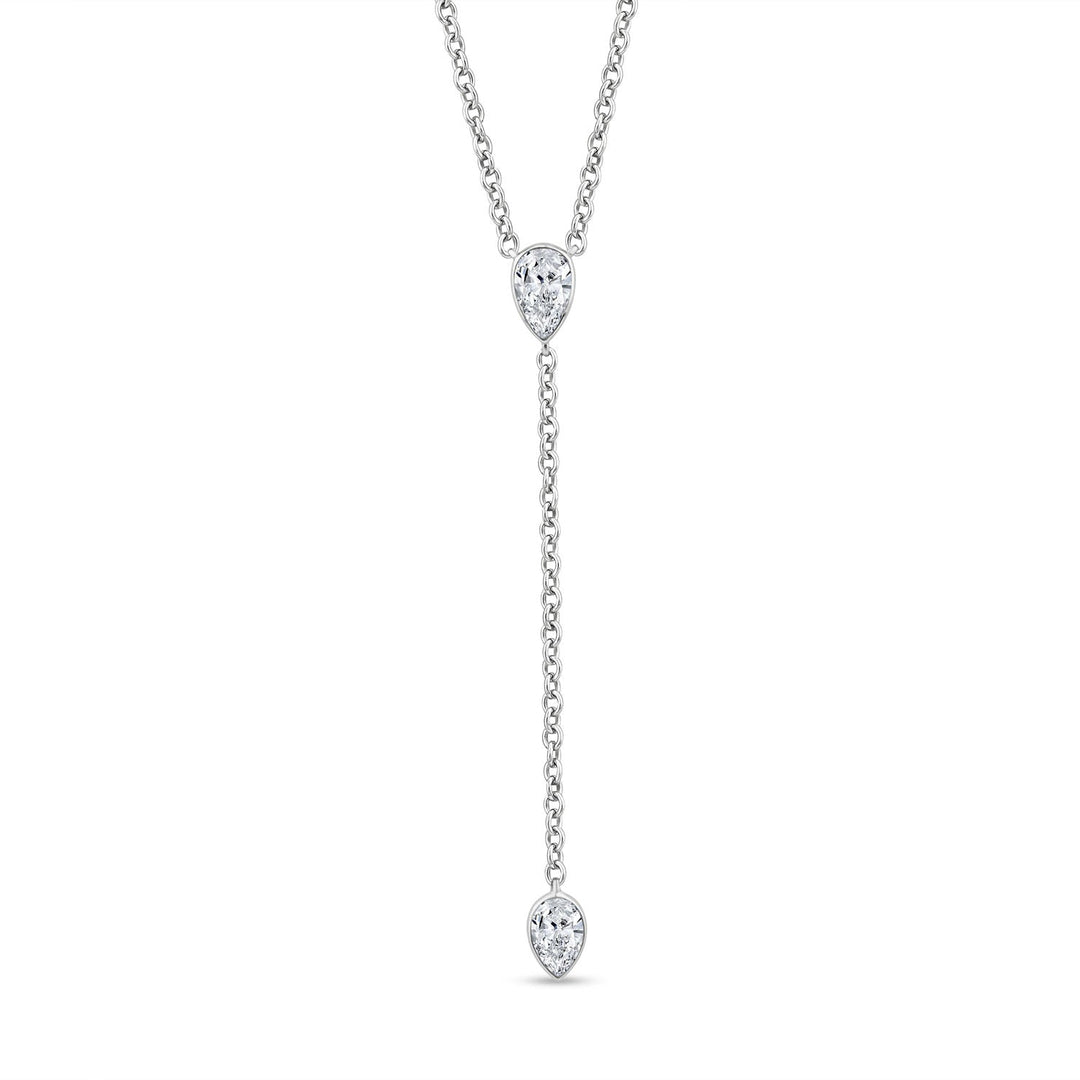 0.65ct Pear Lab Grown Diamond Y-Drop Necklace in 9K White Gold