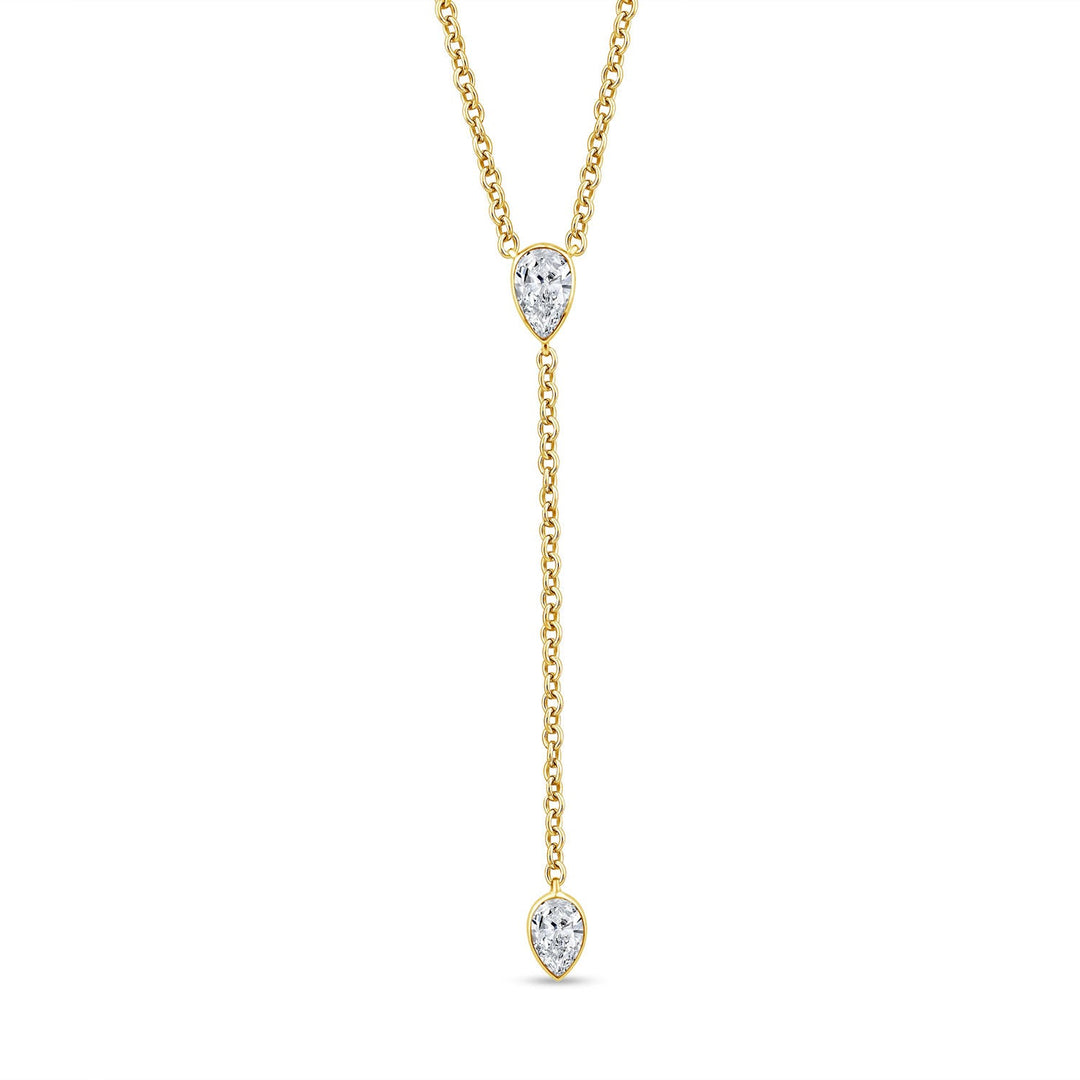 0.65ct Pear Lab Grown Diamond Y-Drop Necklace in 9K Yellow Gold