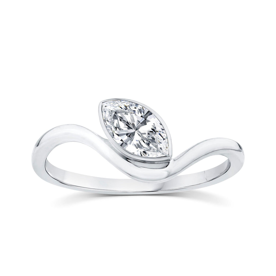 0.50ct Marquise Lab Grown Diamond Offset Ring in 9K White Gold