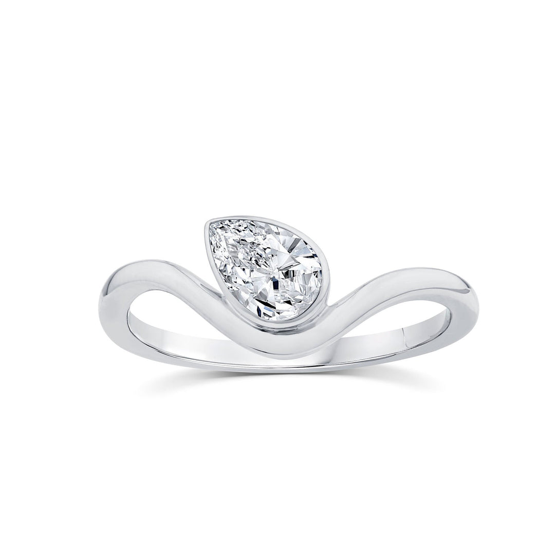 0.50ct Pear Lab Grown Diamond Offset Ring in 9K White Gold