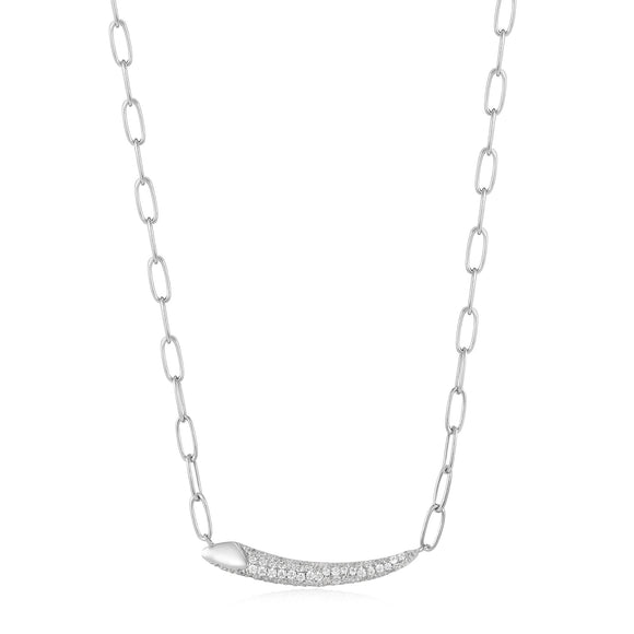 Ania Haie Silver Pave Bar Chain Necklace N051-01H