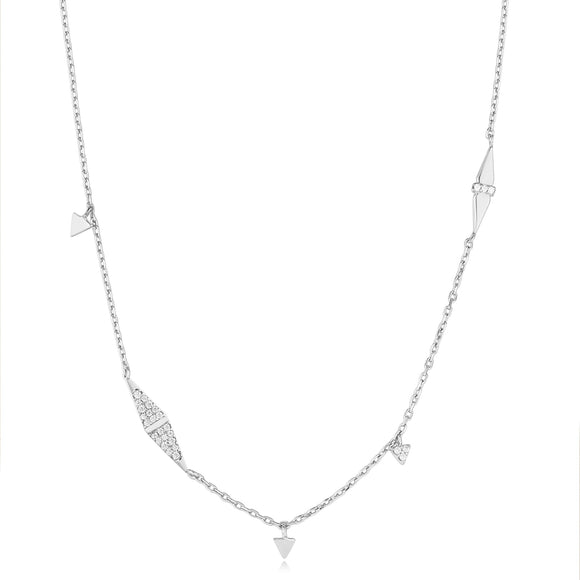 Ania Haie Silver Geometric Sparkle Chain Necklace N053-06H