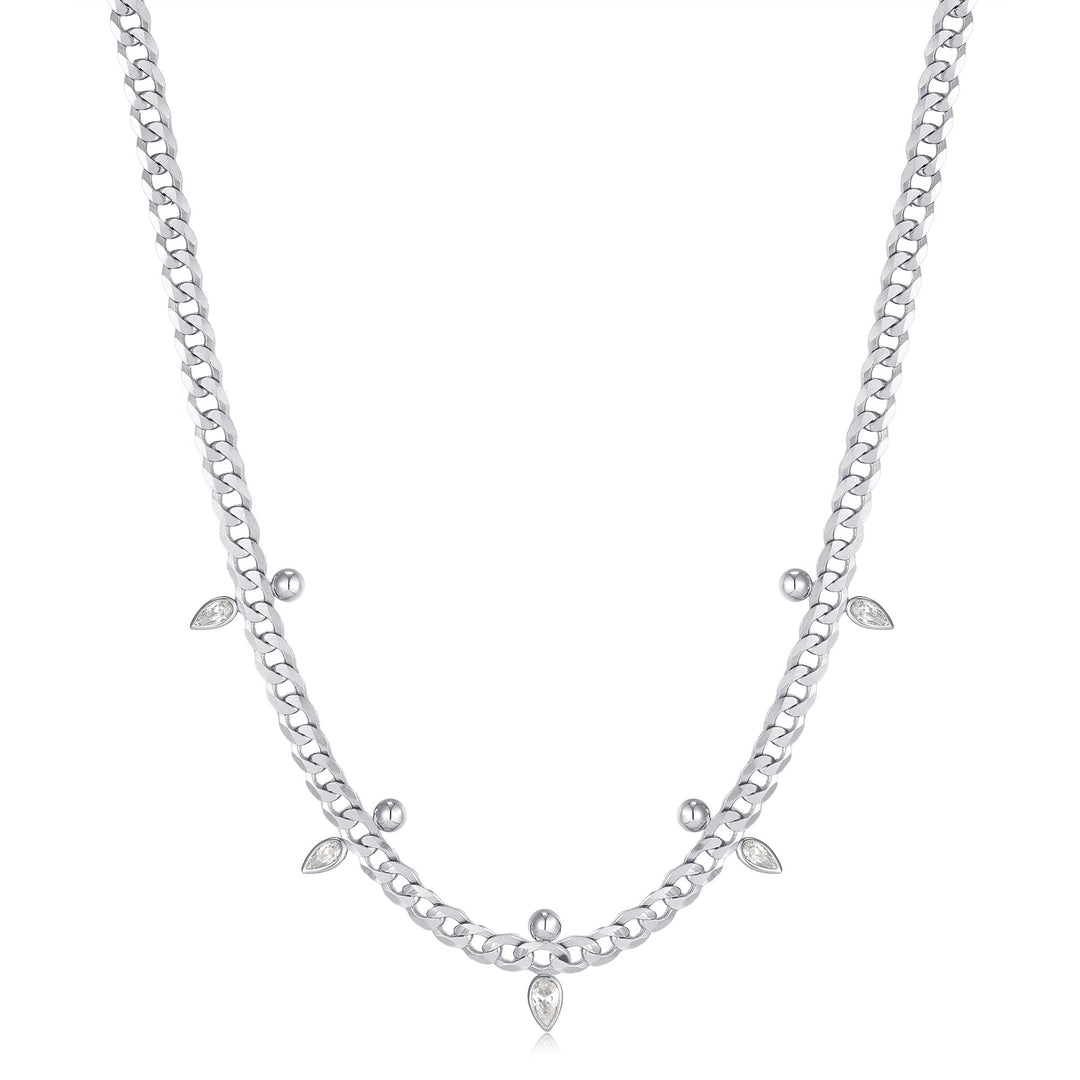 Ania Haie Silver Curb Chain Sparkle Point Necklace N053-07H