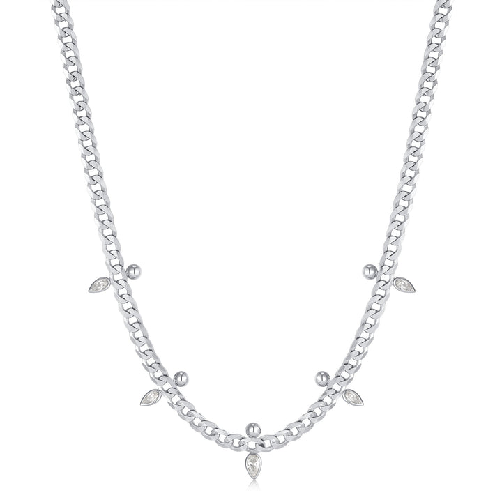 Ania Haie Silver Curb Chain Sparkle Point Necklace N053-07H