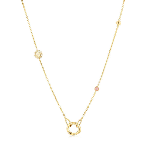 Ania Haie Gold Star Rose Quartz Charm Connector Necklace N055-01G