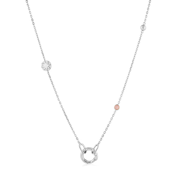 Ania Haie Silver Star Rose Quartz Charm Connector Necklace N055-01H
