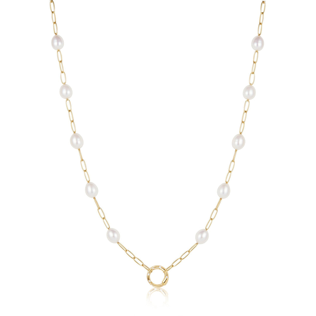 Ania Haie Gold Pearl Chain Charm Connector Necklace N055-03G