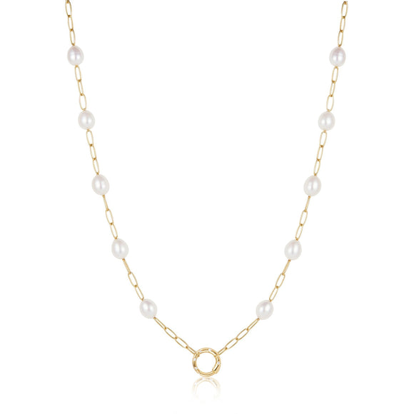 Ania Haie Gold Pearl Chain Charm Connector Necklace N055-03G