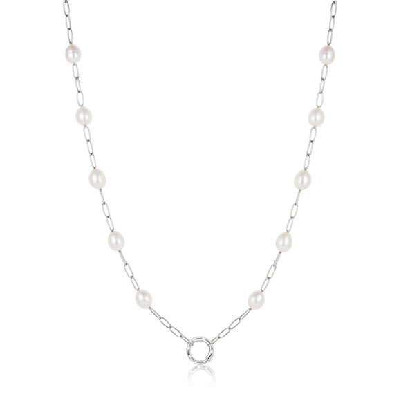 Ania Haie Silver Pearl Chain Charm Connector Necklace N055-03H