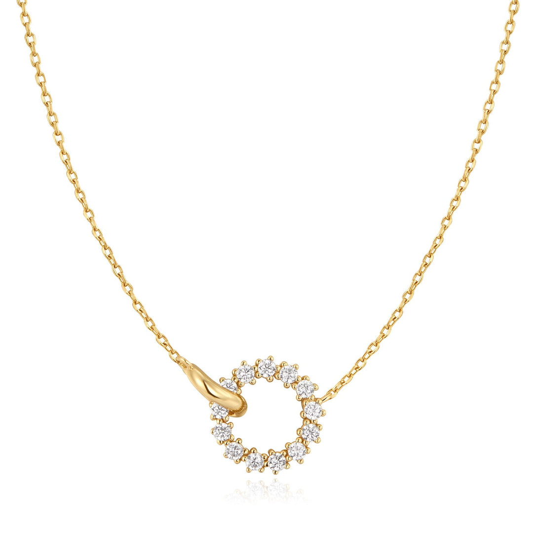 Ania Haie Gold Interlinked Circles Pave Necklace N056-01G