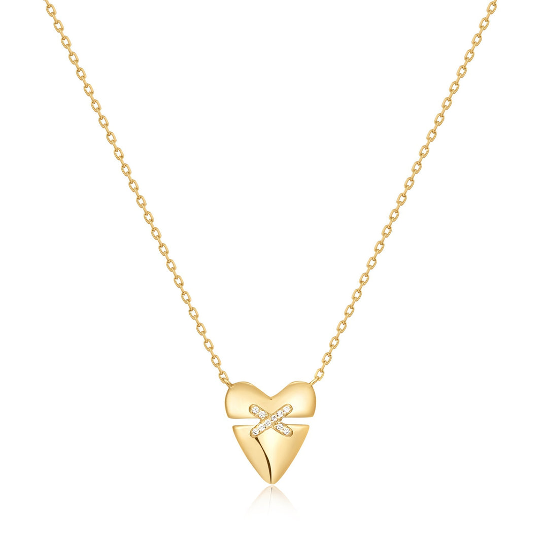 Ania Haie Gold Heart Kiss Pave Necklace N057-02G