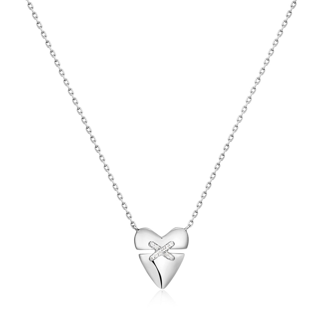 Ania Haie Silver Heart Kiss Pave Necklace N057-02H