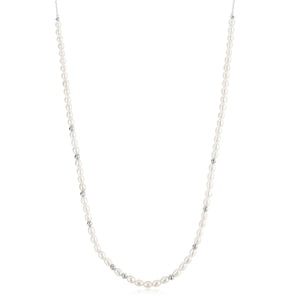 Ania Haie Silver Freshwater Pearl and White Cubic Zirconia Bezel Set Slider Necklace N058-06H