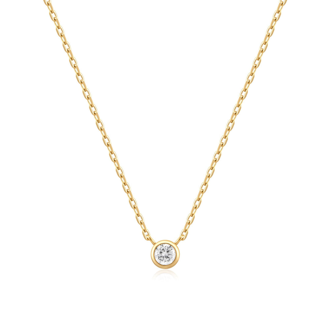 Ania Haie Gold Round Solitaire Cubic Zirconia Necklace N059-01G