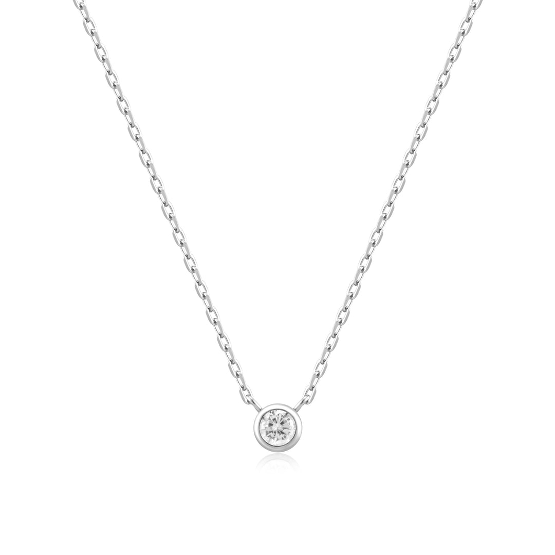 Ania Haie Silver Round Solitaire Cubic Zirconia Necklace N059-01H