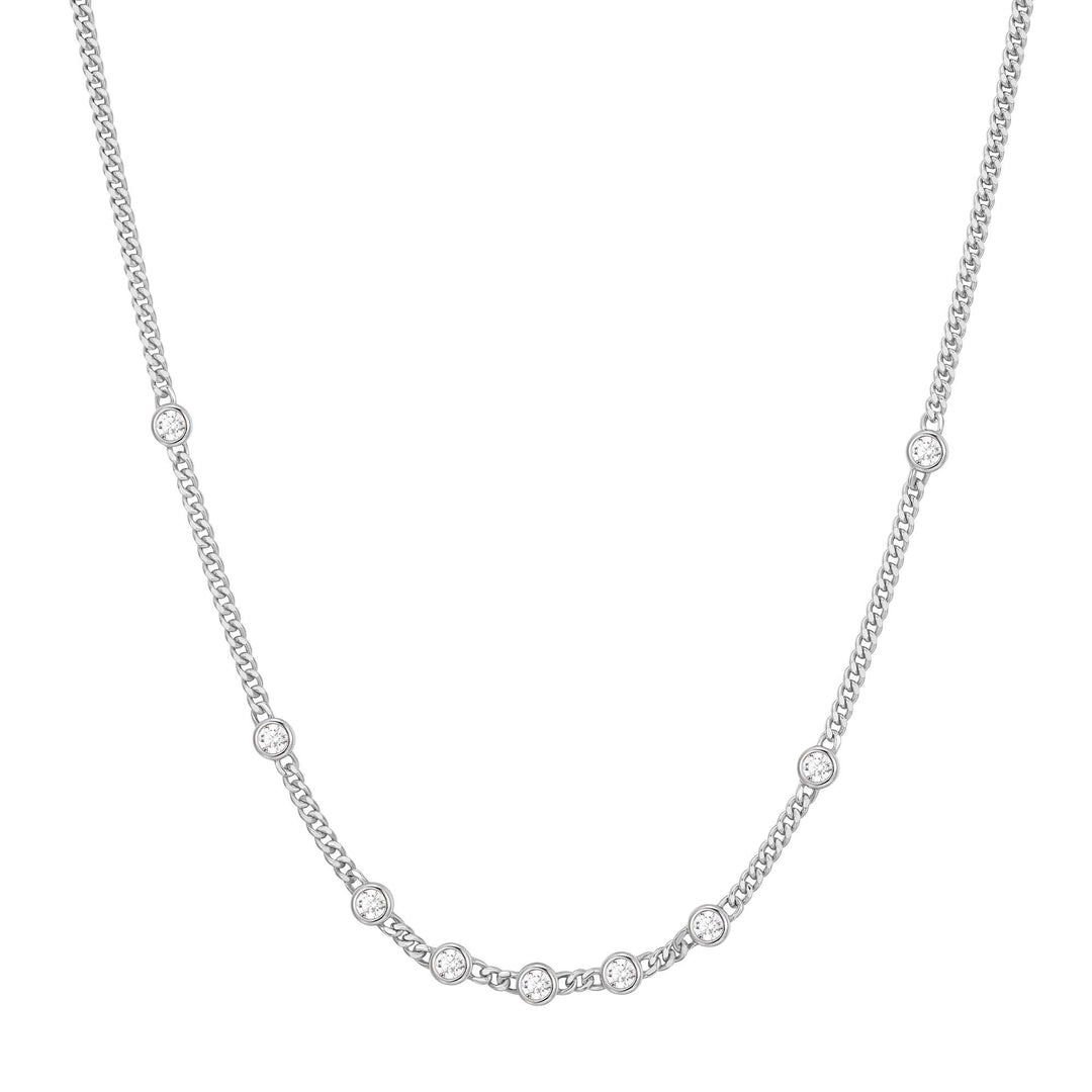Ania Haie Silver Multi Station Round Stone Chain Necklace