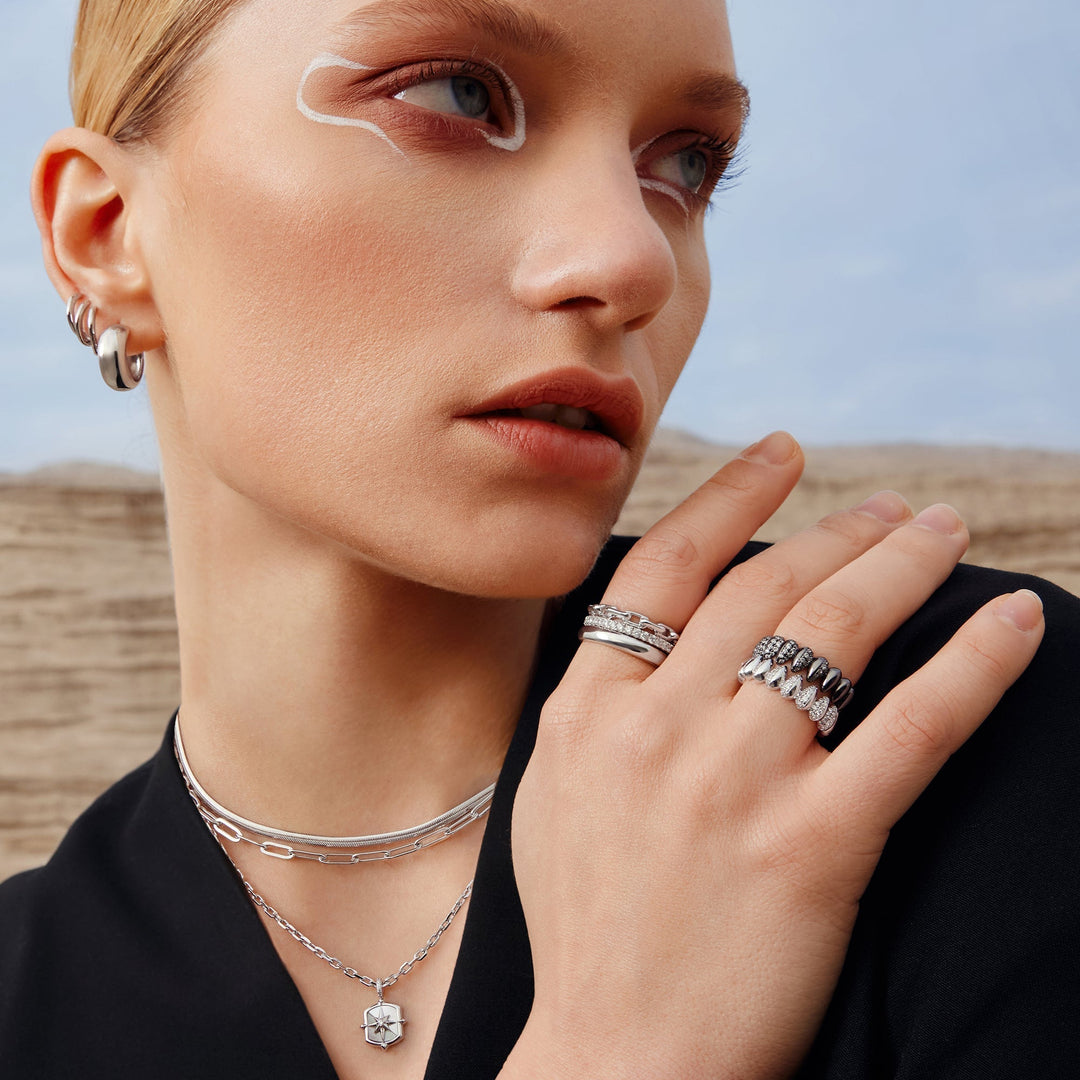 Ania Haie Silver Paper Clip Link Ring