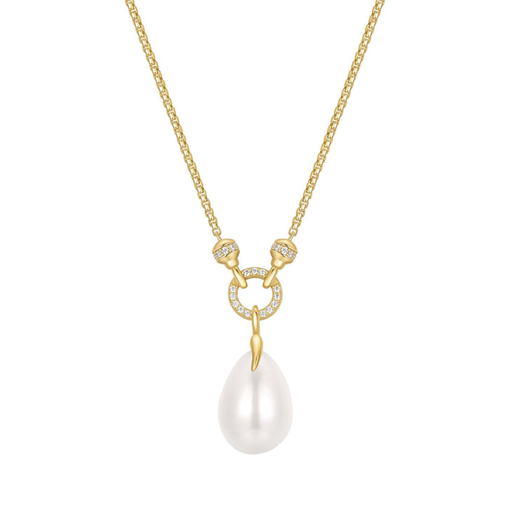 Ania Haie Gold Linked Shell Pearl Drop Pendant Necklace