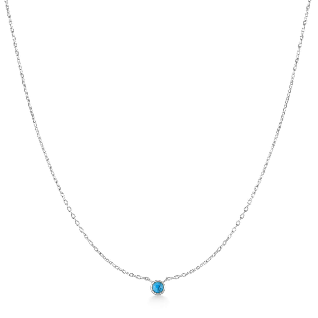 Ania Haie Silver Bezel-Set Lab-Created Turquoise Solitaire Necklace N073-01H