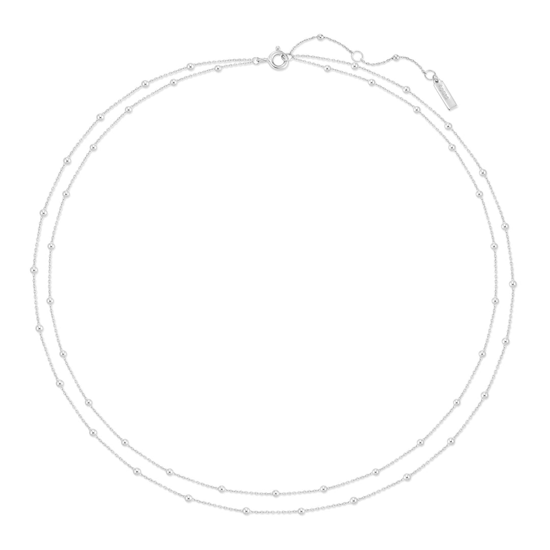 Ania Haie Silver Double Chain Bead Station Necklace N073-04H